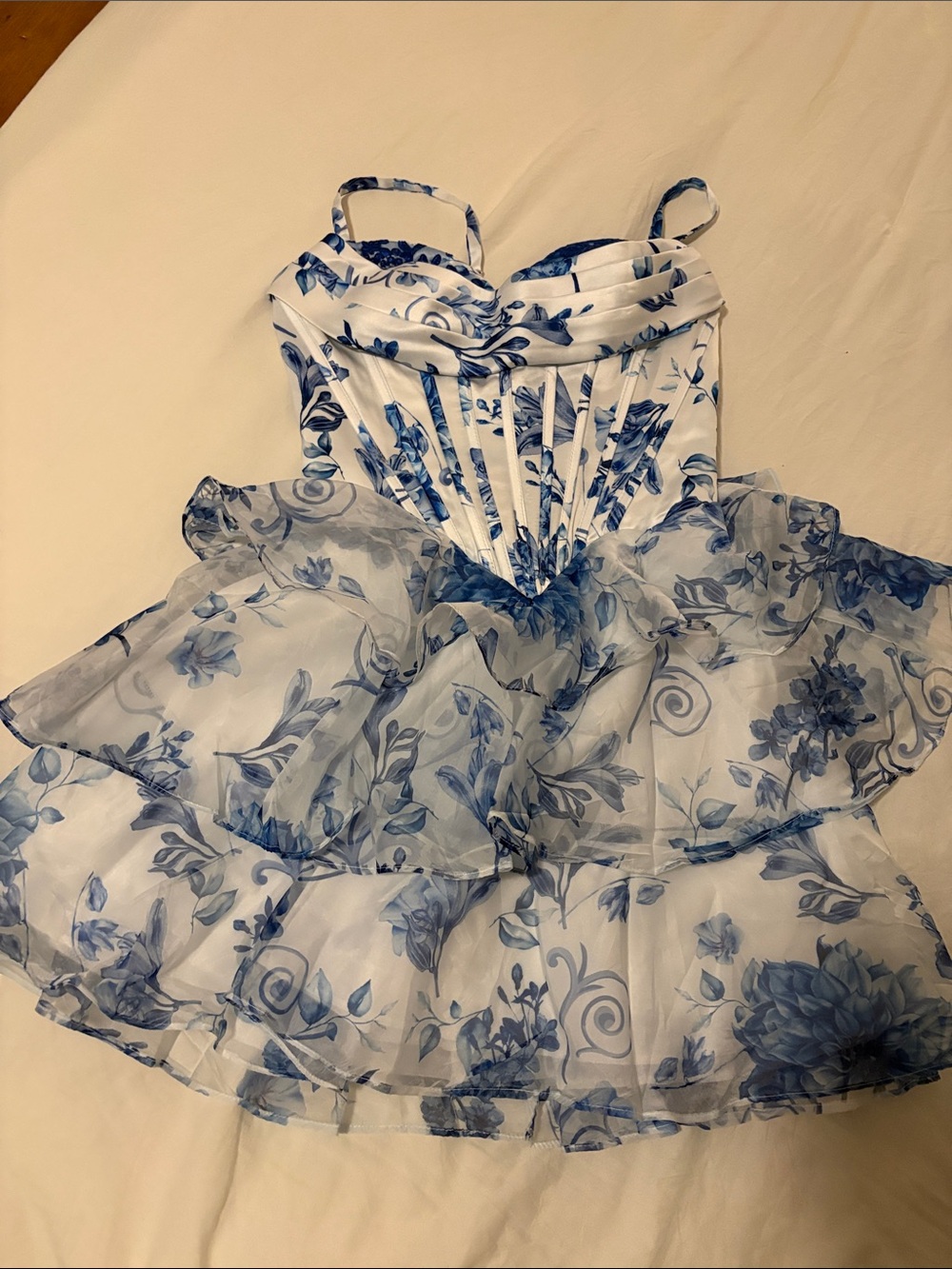 NWT. Blue Floral Ruffle Party Dress for Girls